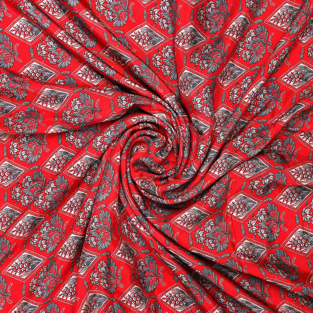 Red Eligant Digital Printed Fabrics - FAB VOGUE Studio®