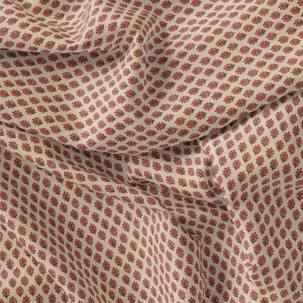 Red Flower Motif Block Digital Printed Fabric - Upada Silk – us 0 ma012675 151 red flower motif block digital printed fabric upada silk 3