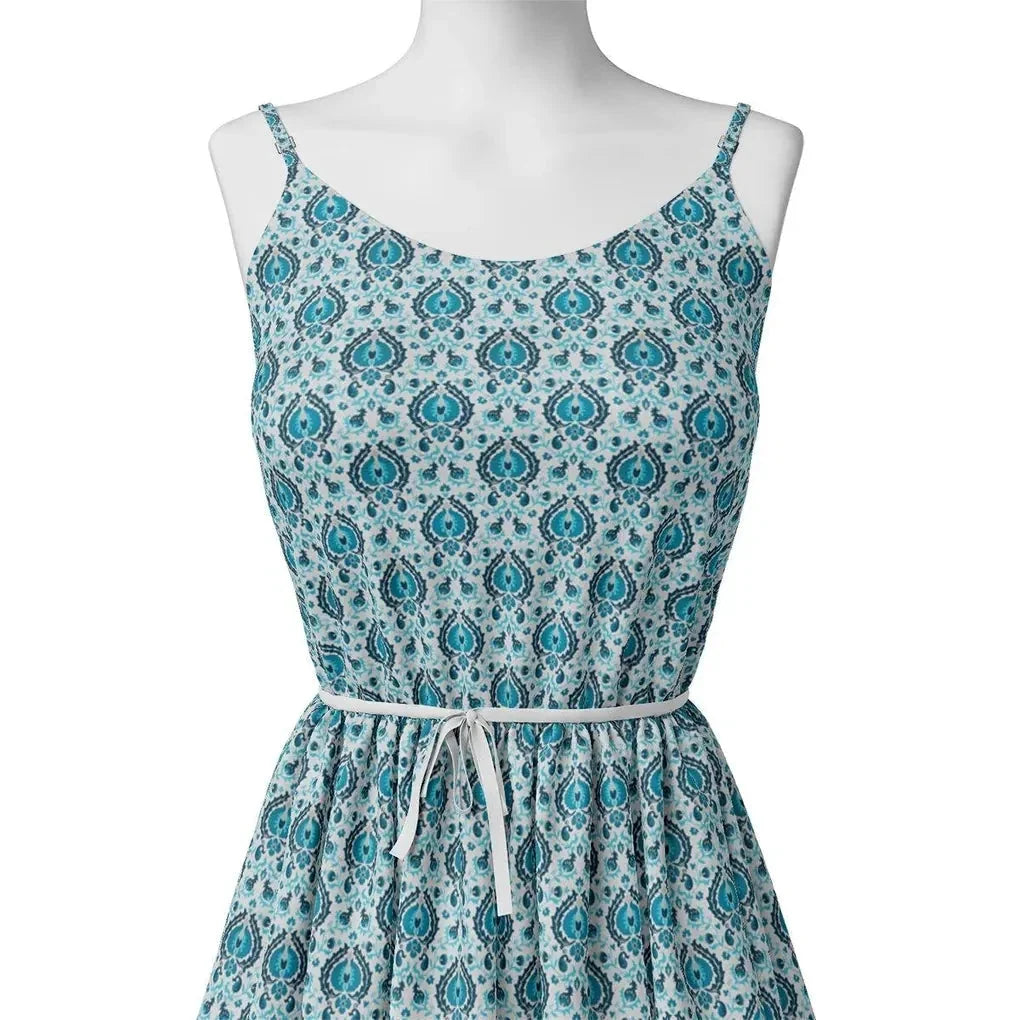 Skyblue Tiny Stylized Motif Digital Printed Fabric  - Upada Silk – us 0 ma012688 110 skyblue tiny stylized motif digital printed fabric upada silk 2