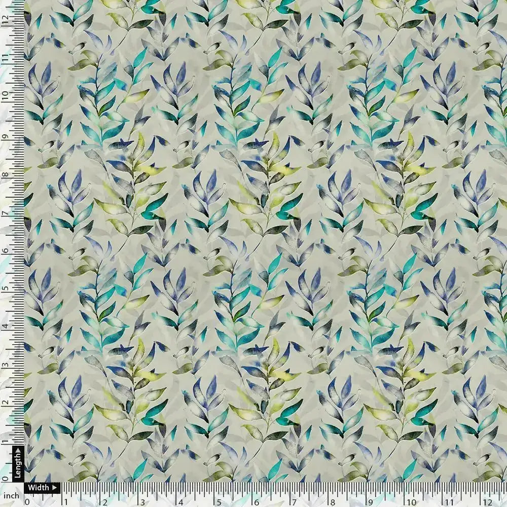 Green And Bluish Leaves Motif Digital Printed Fabric  - Upada Silk – us 0 ma013650 110 green and bluish leaves motif digital printed fabric upada silk 3
