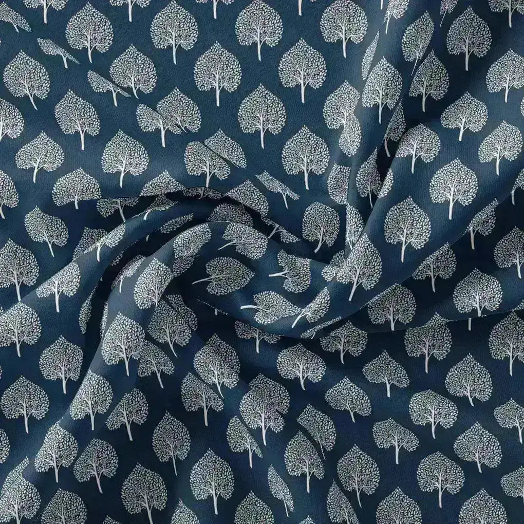 Stylized Mepal Leaf Motif Digital Printed Fabric - Upada Silk – us 0 ma02999 110 stylized mepal leaf motif digital printed fabric upada silk 1