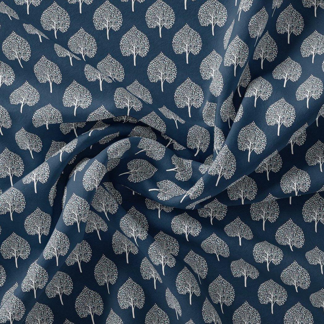 Stylized Mepal Leaf Motif Digital Printed Fabric - Upada Silk - FAB VOGUE Studio®