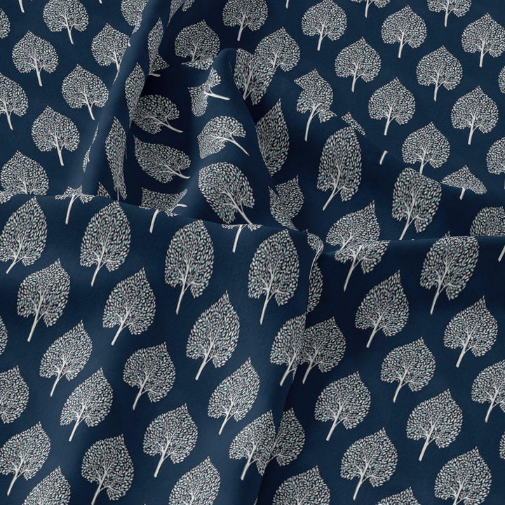 Stylized Mepal Leaf Motif Digital Printed Fabric - Upada Silk - FAB VOGUE Studio®