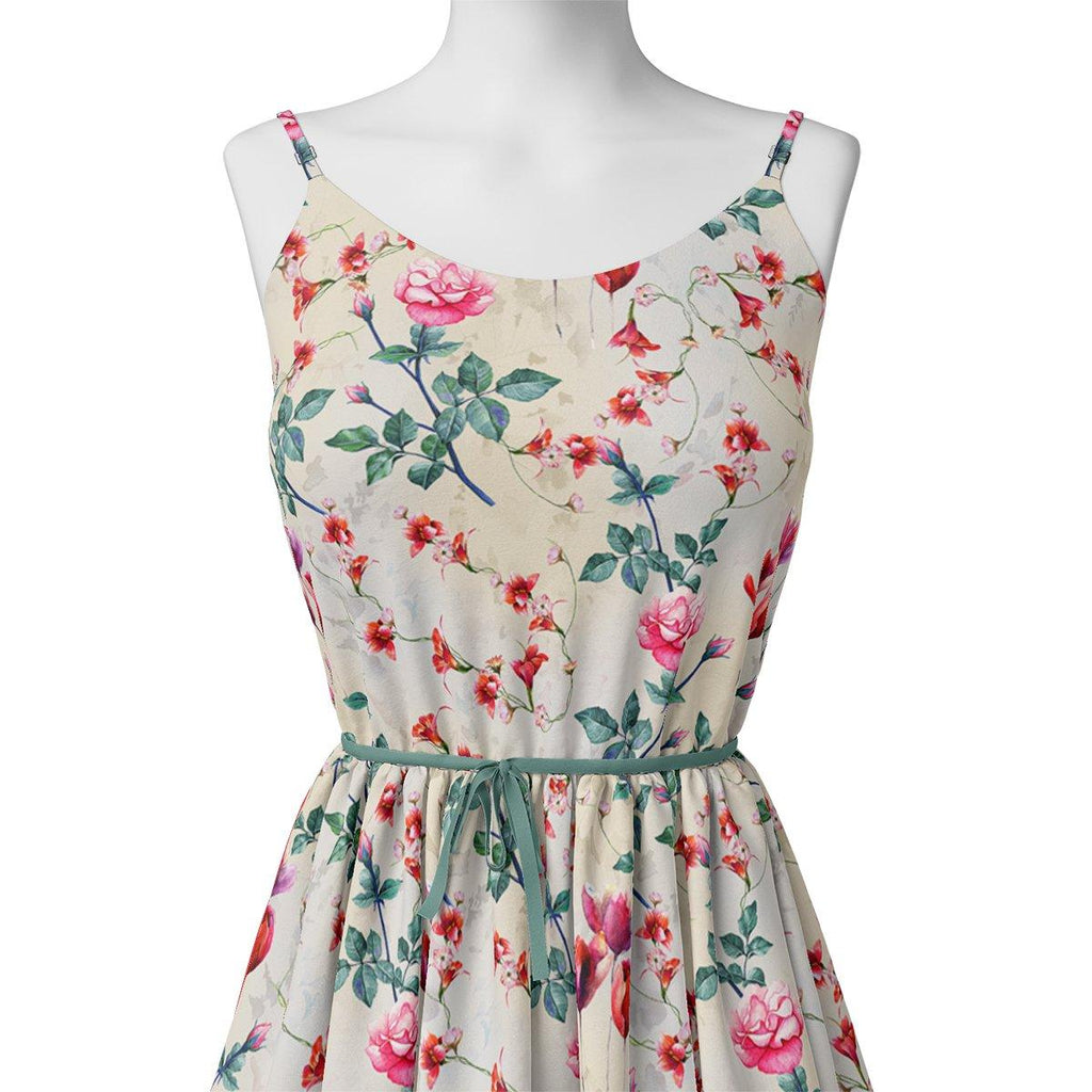 Beautiful Ditsy Red Rose With Lavender Rose - Upada Silk - FAB VOGUE Studio®