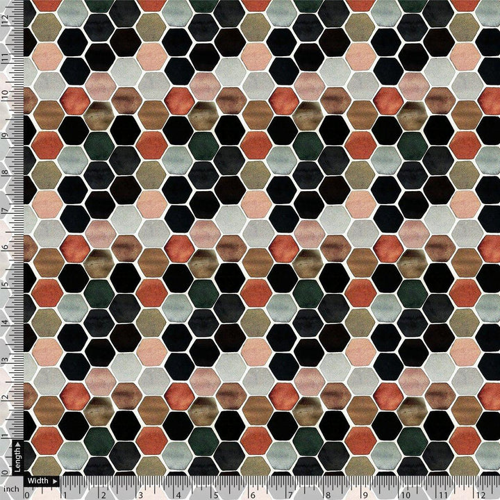 Seamless Hexagon Rainbow Pattern Digital Printed Fabric - Upada Silk - FAB VOGUE Studio®