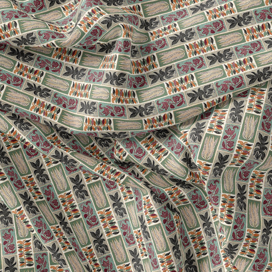 Funky Jungle Flower Vintage Digital Printed Fabric - Upada Silk - FAB VOGUE Studio®