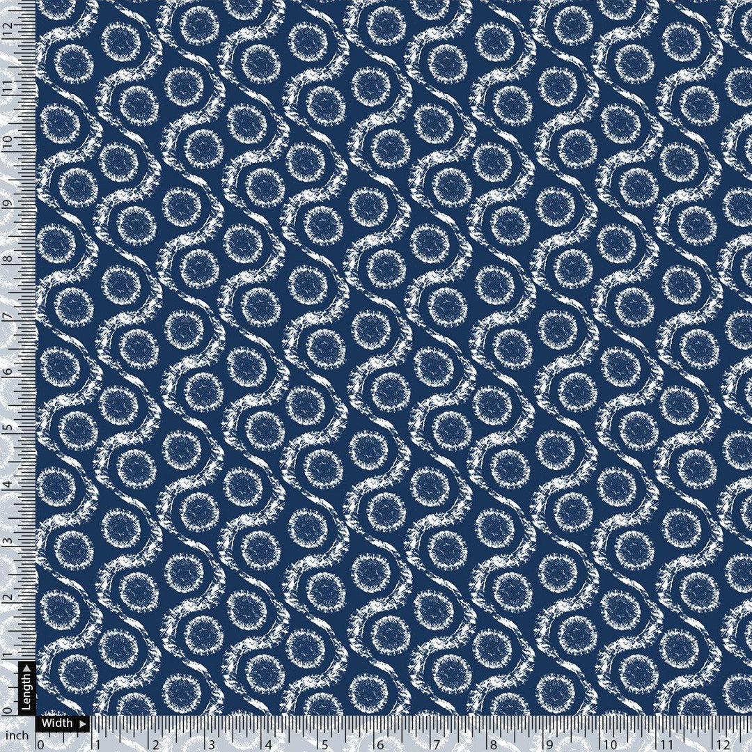 Seamless Vermicular Pattern With Blue Colour Digital Printed Fabric - Upada Silk - FAB VOGUE Studio®