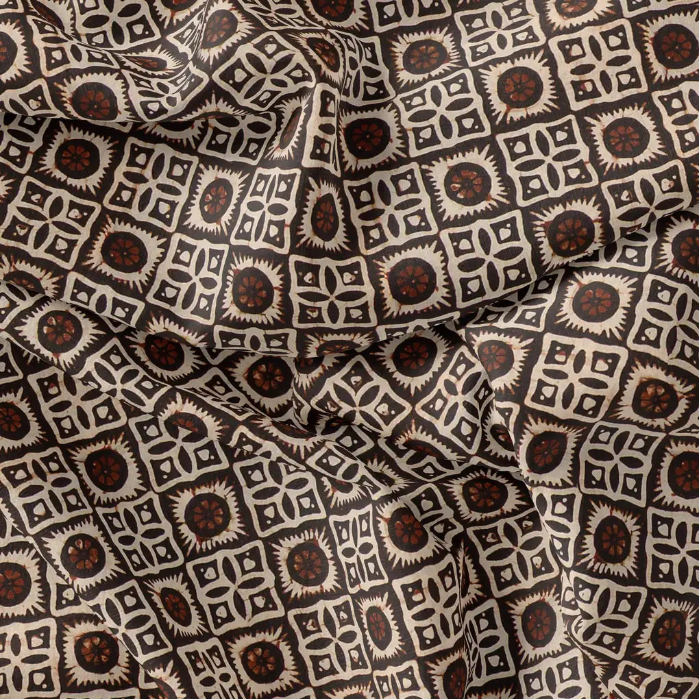Western Sunflower With Brown Colour Digital Printed Fabric - Upada Silk – us 0 ta0143 110 western sunflower with brown colour digital printed fabric upada silk 3