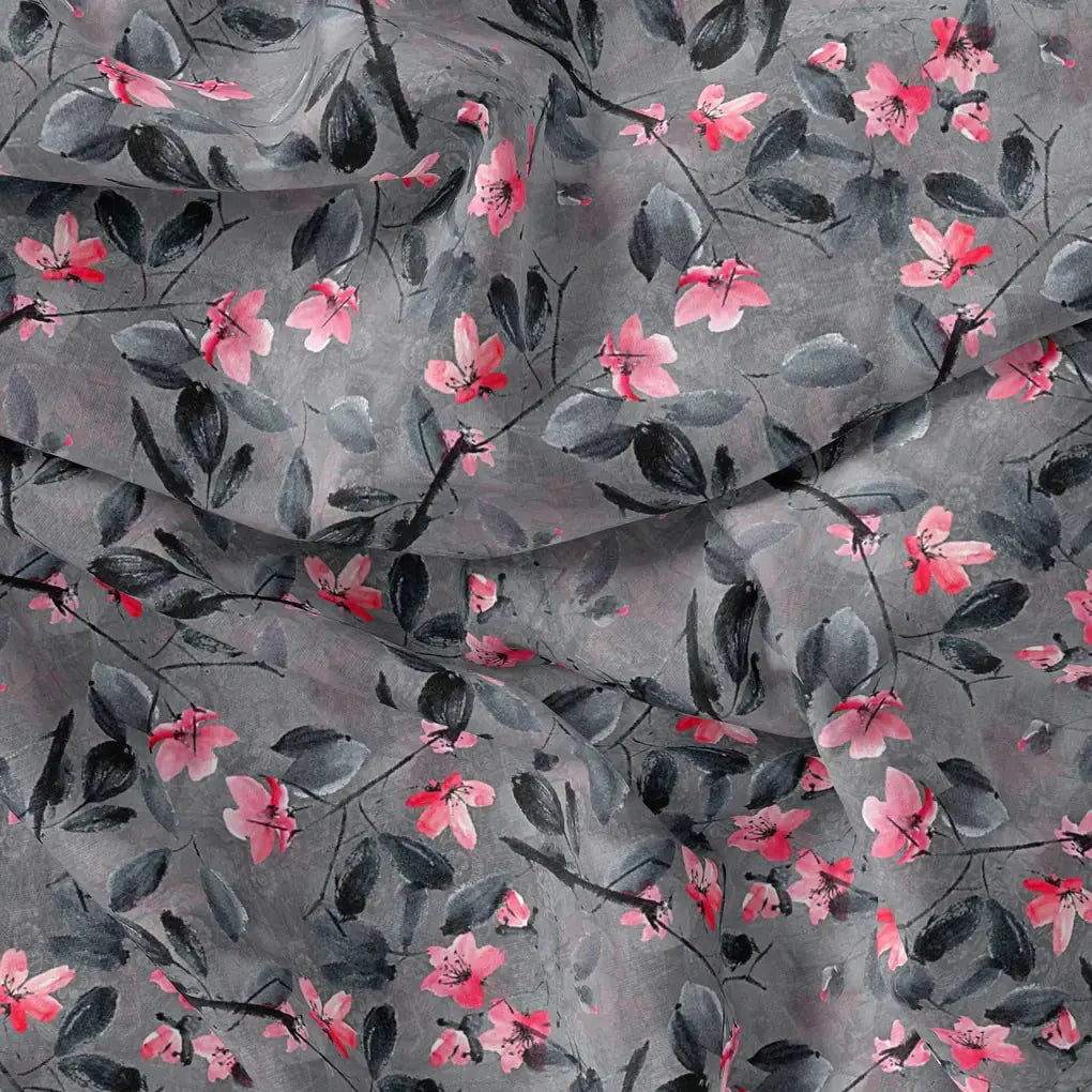 Rustic Looked Pink Flower Digital Printed Fabric - Upada Silk – us 0 ta05430 110 rustic looked pink flower digital printed fabric upada silk 1