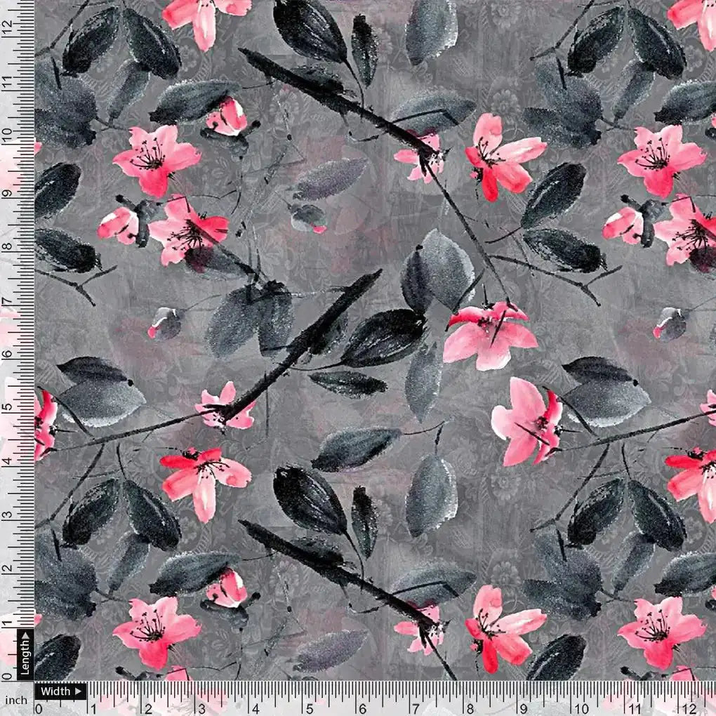 Rustic Looked Pink Flower Digital Printed Fabric - Upada Silk – us 0 ta05430 110 rustic looked pink flower digital printed fabric upada silk 3