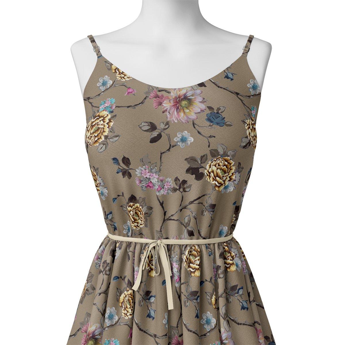 Coffee Grey Flower With Branch Digital Printed Fabric  - Upada Silk – us 0 ta06647p1 110 coffee grey flower with branch digital printed fabric upada silk 2