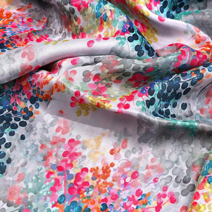 Painted Barries Digital Printed Fabric - Upada Silk - FAB VOGUE Studio®