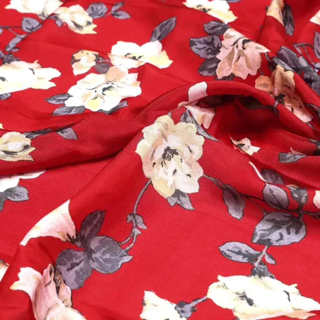 Red And White Flower Digital Printed Fabric - Upada Silk – us 0 ta07549 110 red and white flower digital printed fabric upada silk 3