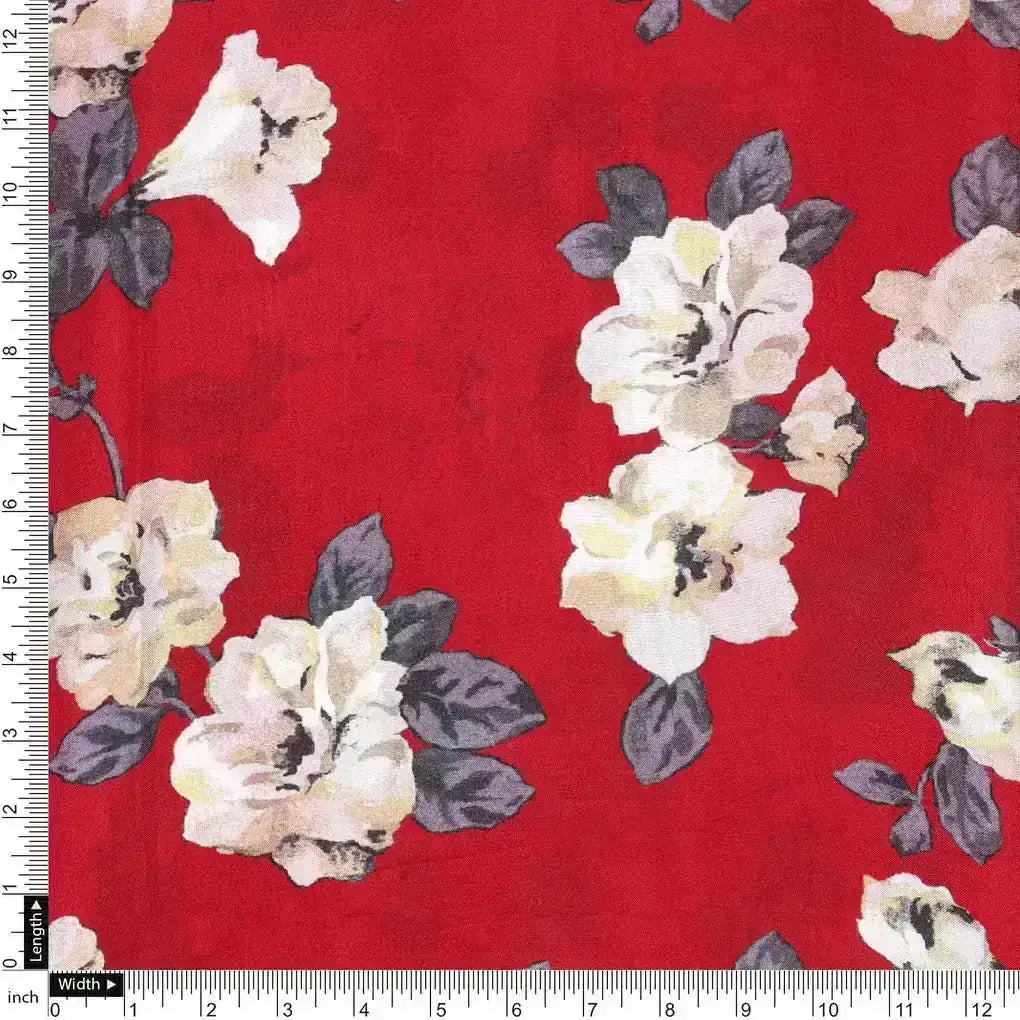 Red And White Flower Digital Printed Fabric - Upada Silk – us 0 ta07549 110 red and white flower digital printed fabric upada silk 4