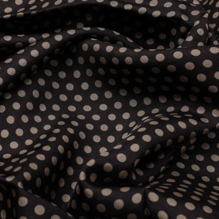 Brown Polka Dot Digital Printed Fabric - Upada Silk - FAB VOGUE Studio®