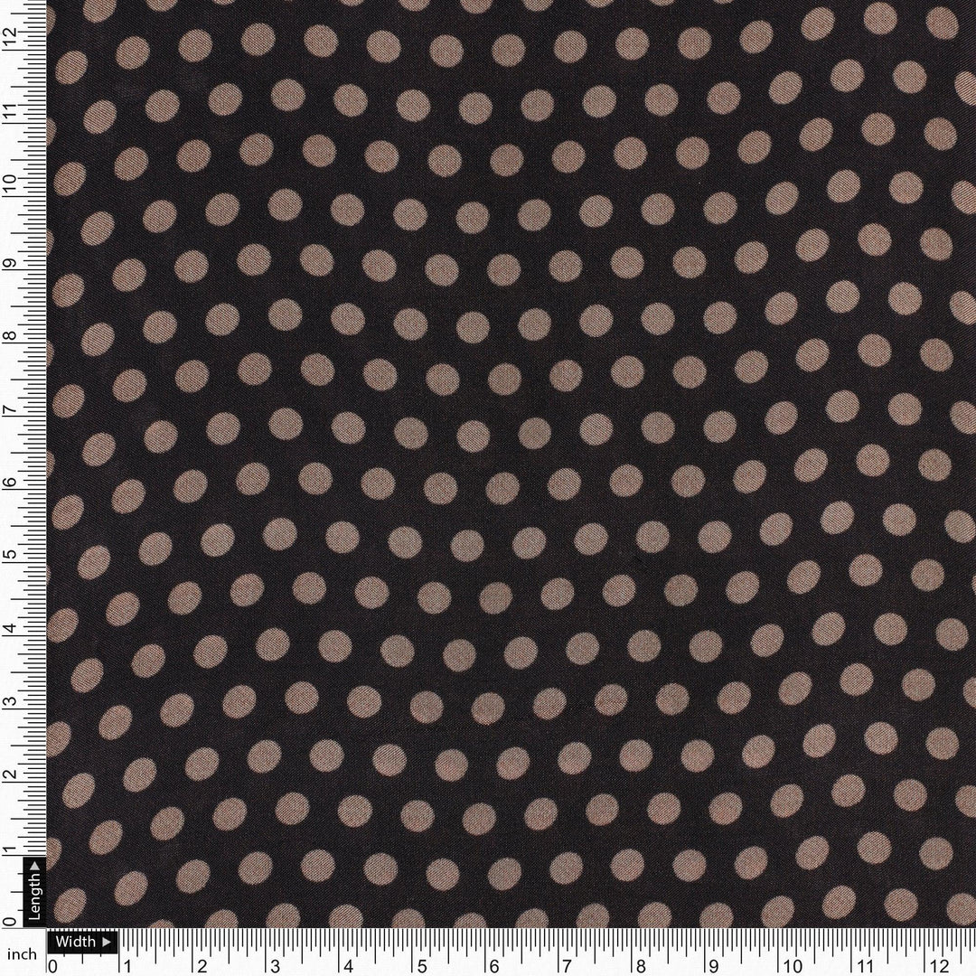 Brown Polka Dot Digital Printed Fabric - Upada Silk - FAB VOGUE Studio®