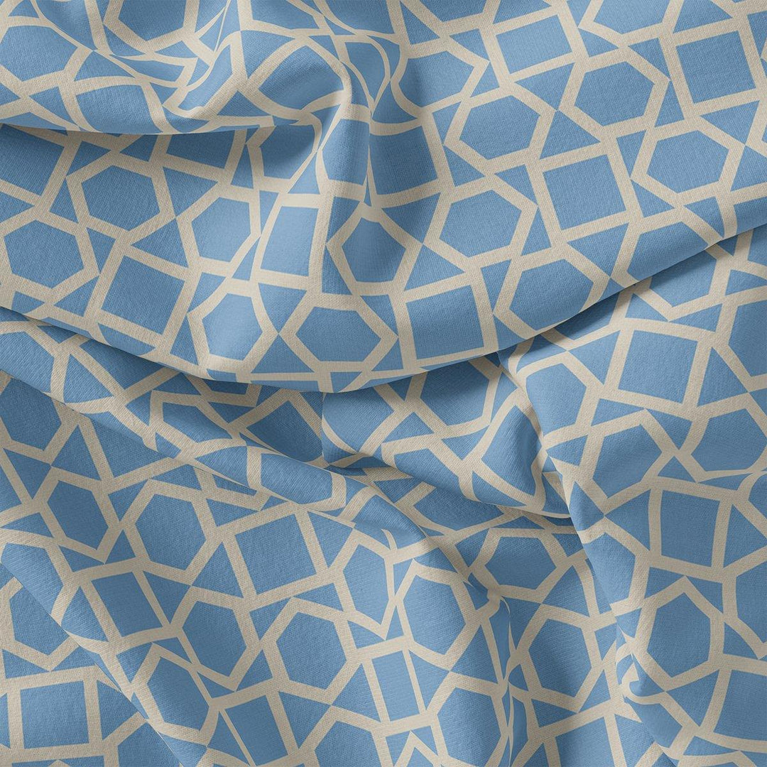 Harlequin Square And Hexagon Digital Printed Fabric - Upada Silk - FAB VOGUE Studio®