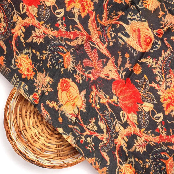 Japanese Chinoiserie Natural Digital Printed Fabric - Upada Silk – us 0 ta08826 110 japanese chinoiserie natural digital printed fabric upada silk 2 - alternate view
