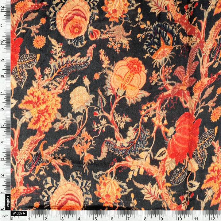 Japanese Chinoiserie Natural Digital Printed Fabric - Upada Silk - FAB VOGUE Studio®