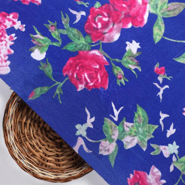 Blue Floral Pattern Velvet Printed Fabric – vel 0 fvs202224 111 blue floral pattern velvet printed fabric 2 - alternate view