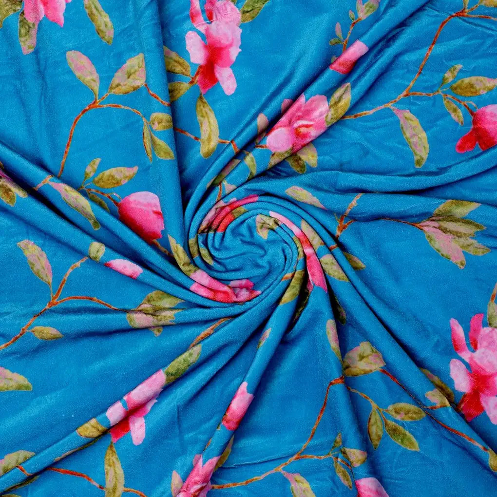 Blue Flower Velvet Printed Fabric – vel 45 co9391 111 blue flower velvet printed fabric 1