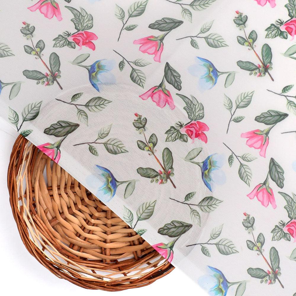 Flower With Olive Leaf Digital Printed Fabric - Weightless - FAB VOGUE Studio®