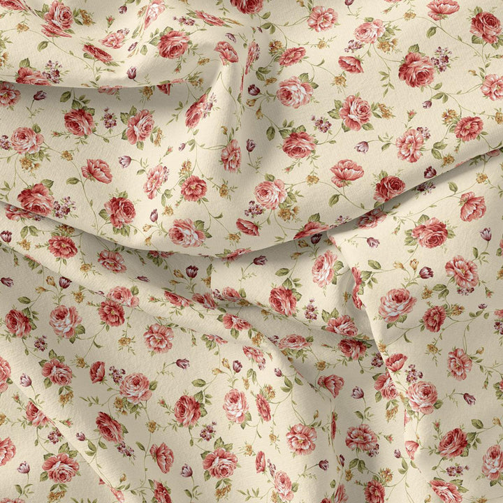 Cream Flower Weightless Printed Fabric - FAB VOGUE Studio®
