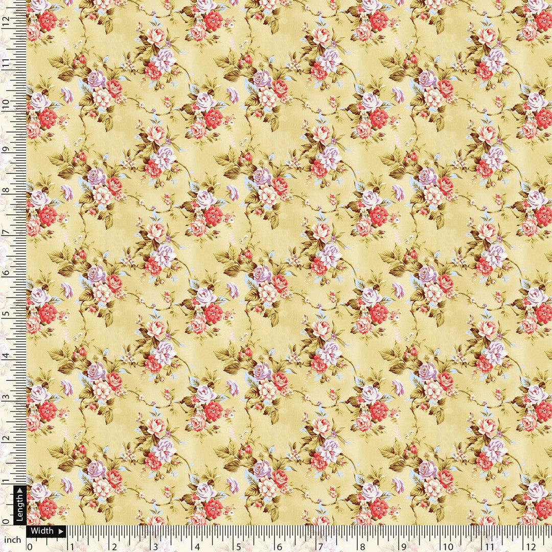 Musterd Yellow Flower Weightless Printed Fabric - FAB VOGUE Studio®