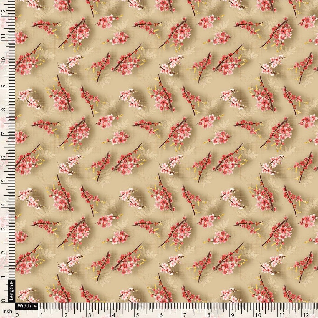 Coffee Floral Weightless Printed Fabric - FAB VOGUE Studio®