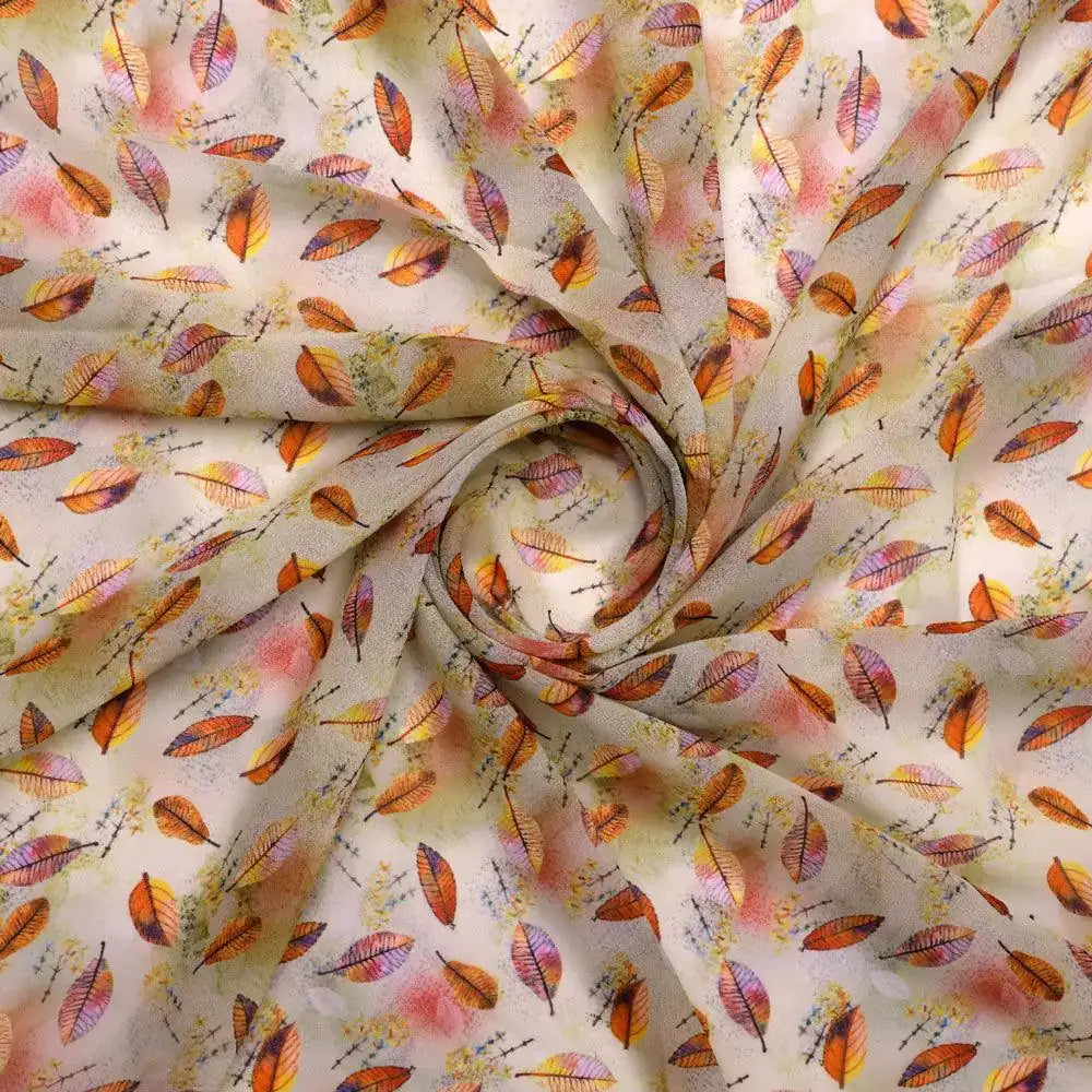Cream Leaves Weightless Printed Fabric – we 0 ma012278 110 cream leaves weightless printed fabric 1
