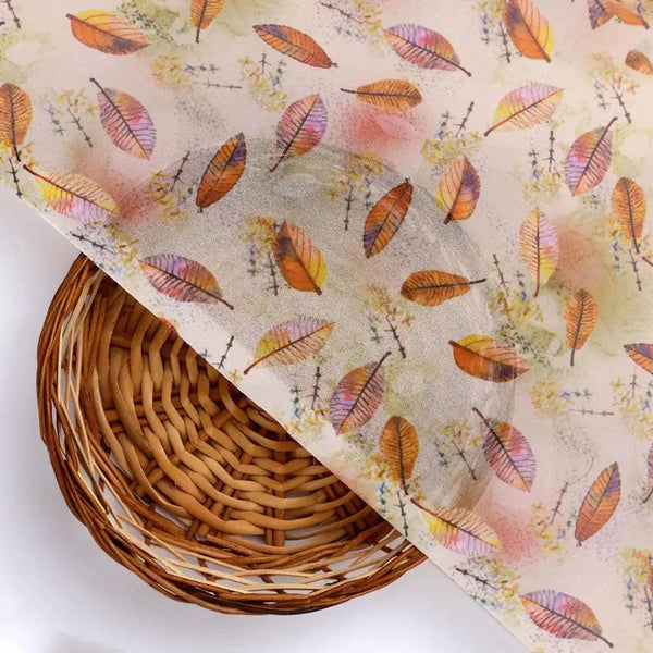 Cream Leaves Weightless Printed Fabric – we 0 ma012278 110 cream leaves weightless printed fabric 2 - alternate view