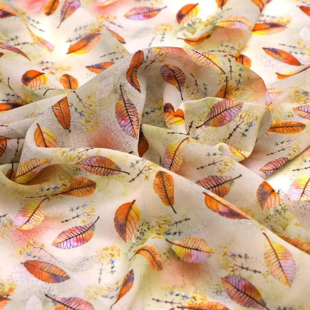 Cream Leaves Weightless Printed Fabric – we 0 ma012278 110 cream leaves weightless printed fabric 3