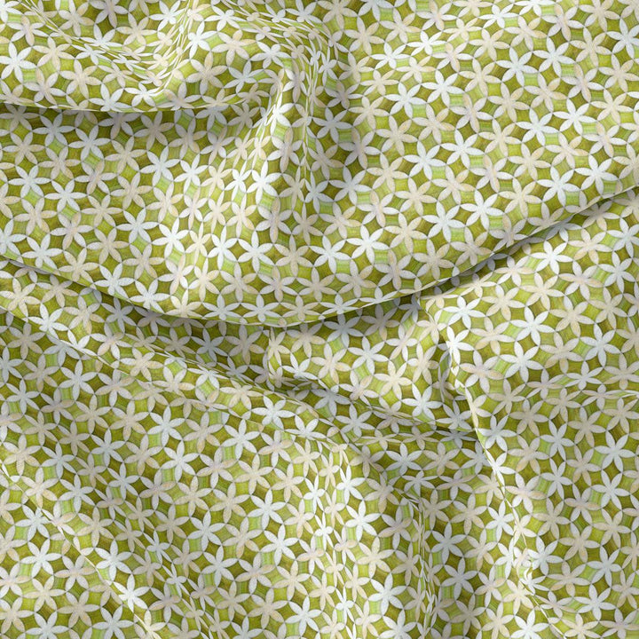 Green Flower Weightless Printed Fabric - FAB VOGUE Studio®