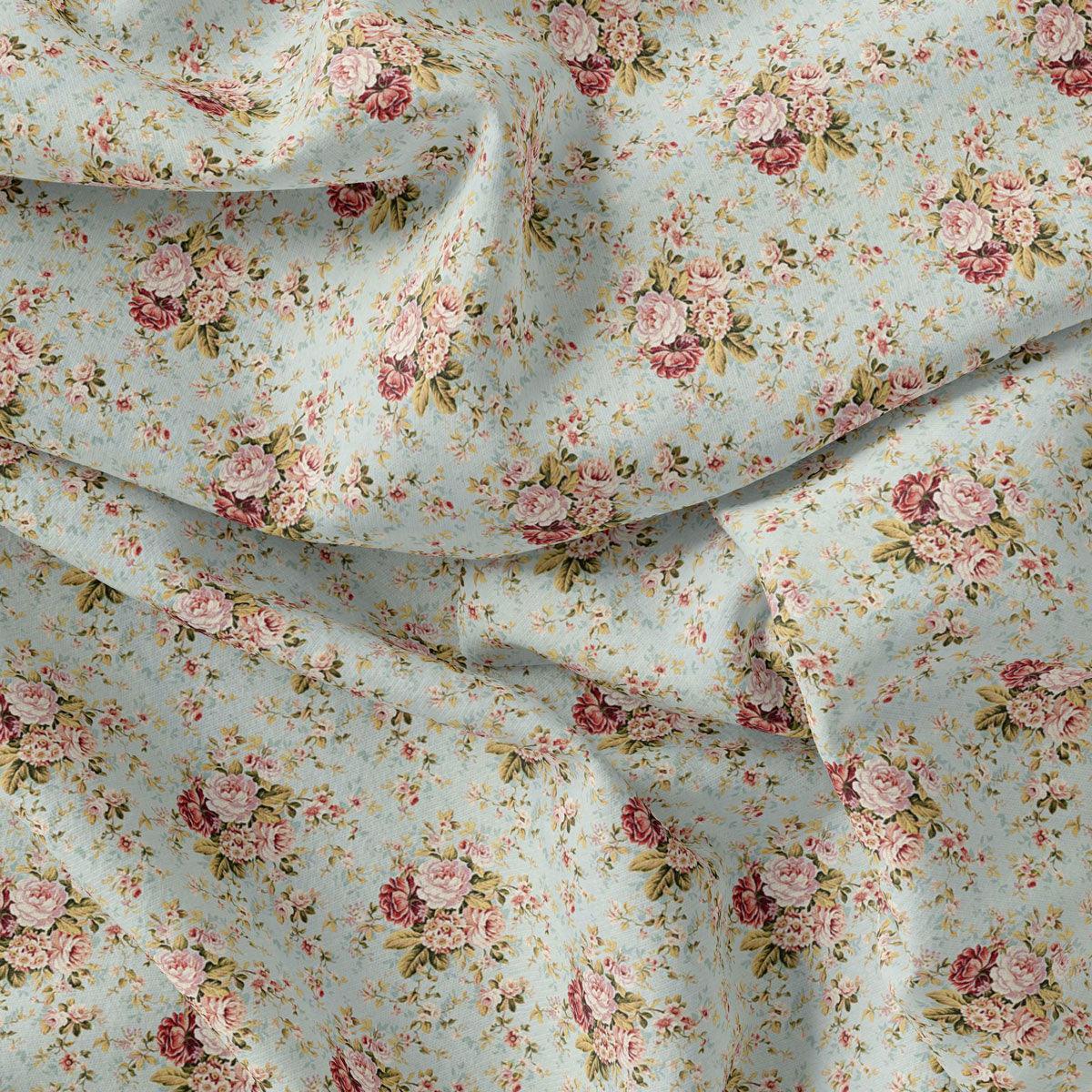 Light Mint Flower Weightless Printed Fabric - FAB VOGUE Studio®