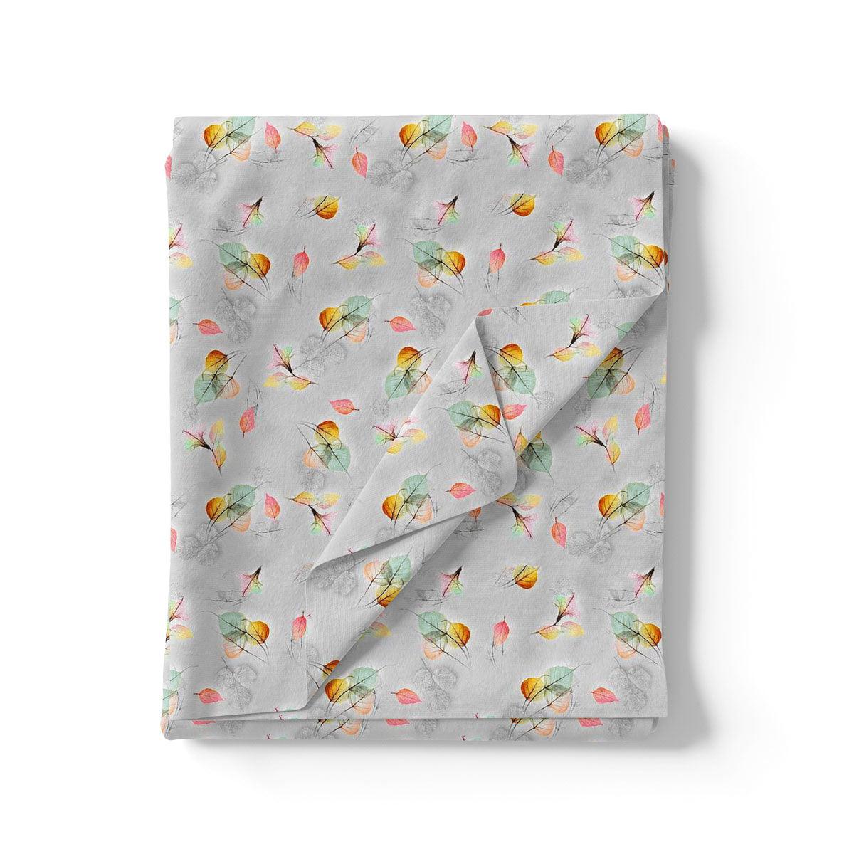 Gray Leaves Weightless Printed Fabric - FAB VOGUE Studio®