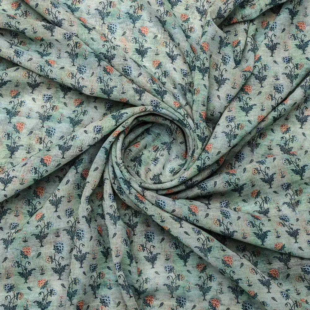 Beautiful Green Seamless Motif Flower Digital Printed Fabric - Weightless – we 0 ma0128 110 beautiful green seamless motif flower digital printed fabric weightless 1
