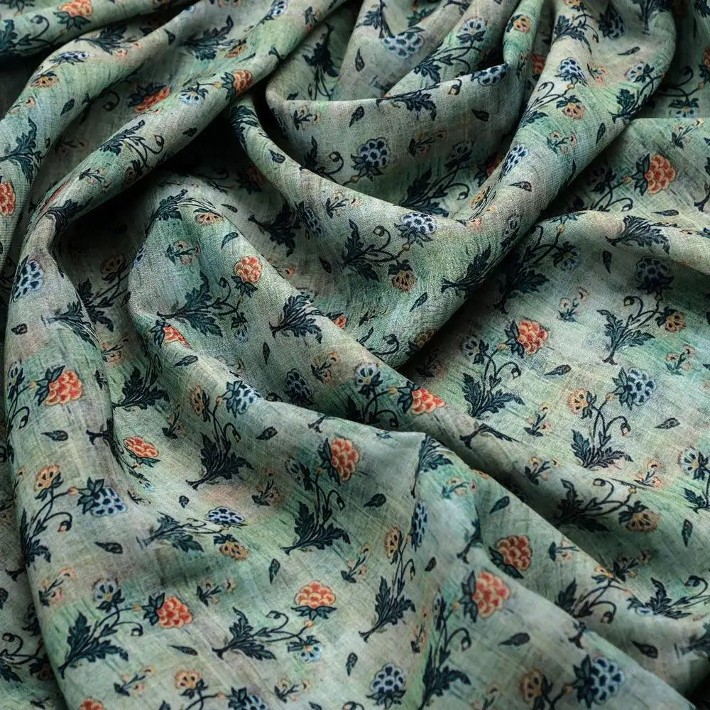 Beautiful Green Seamless Motif Flower Digital Printed Fabric - Weightless – we 0 ma0128 110 beautiful green seamless motif flower digital printed fabric weightless 3