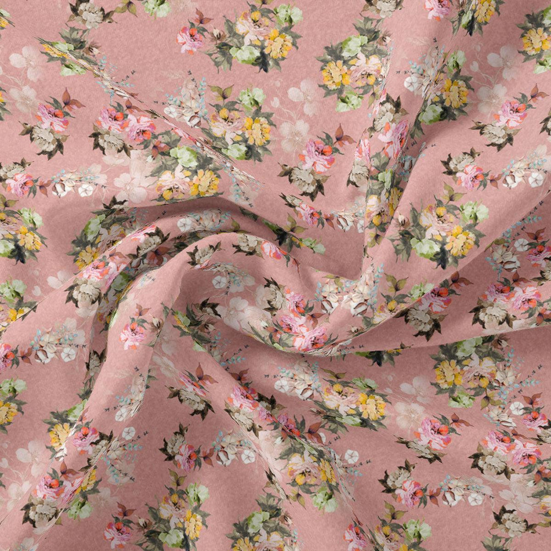 Baby Pink Flower Weightless Printed Fabric - FAB VOGUE Studio®