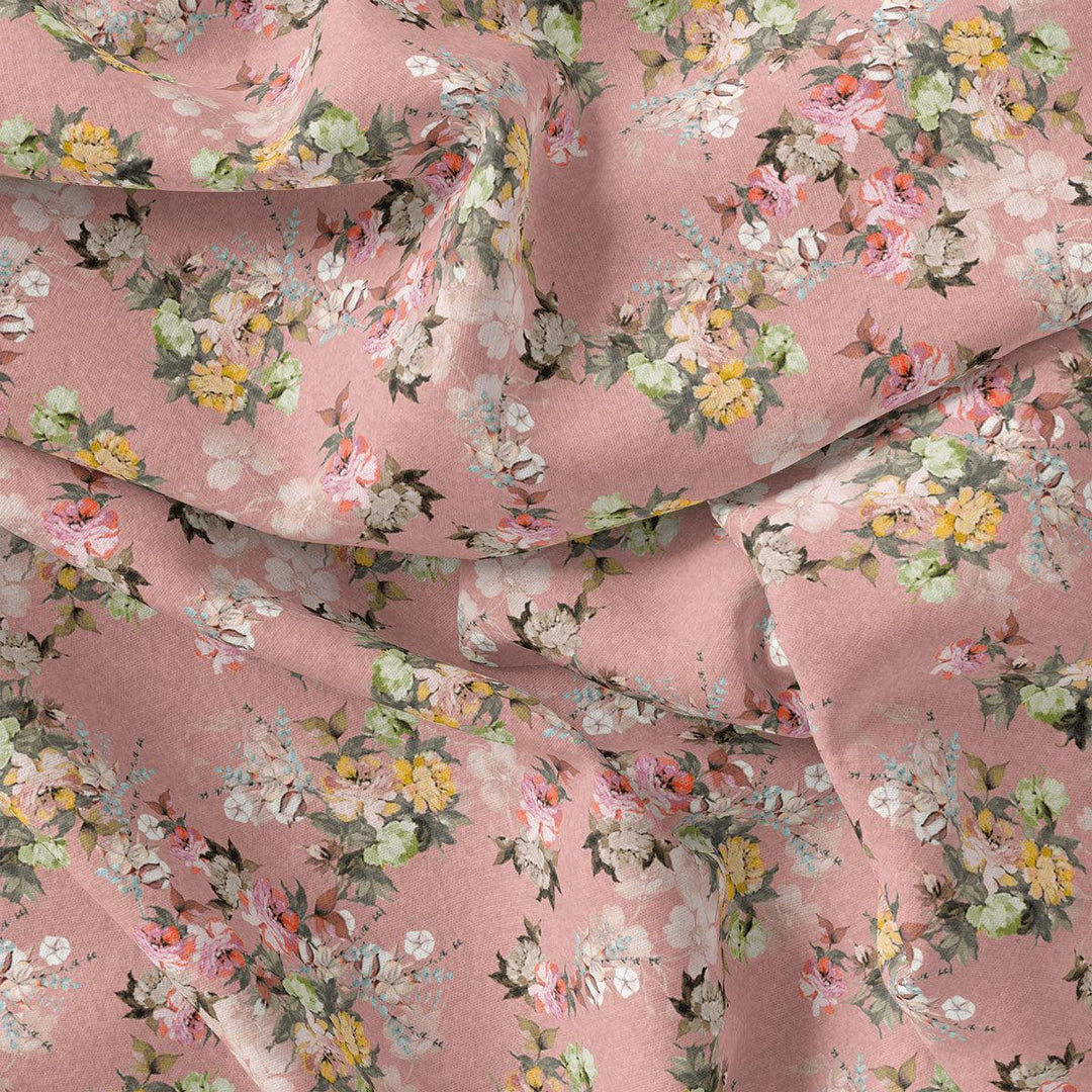 Baby Pink Flower Weightless Printed Fabric - FAB VOGUE Studio®
