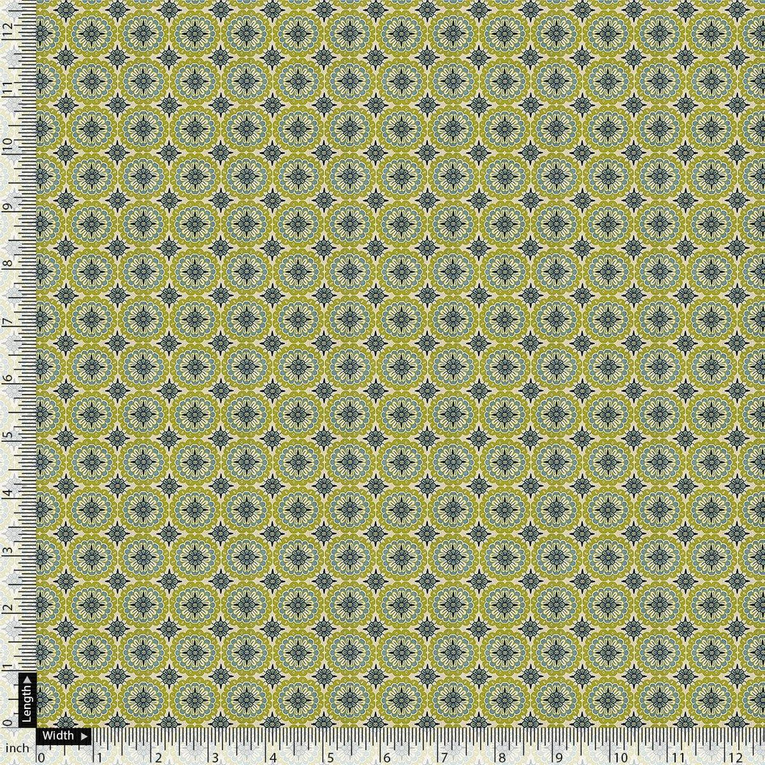 Attractive Tiny Green Link Flower Digital Printed Fabric - Weightless - FAB VOGUE Studio®