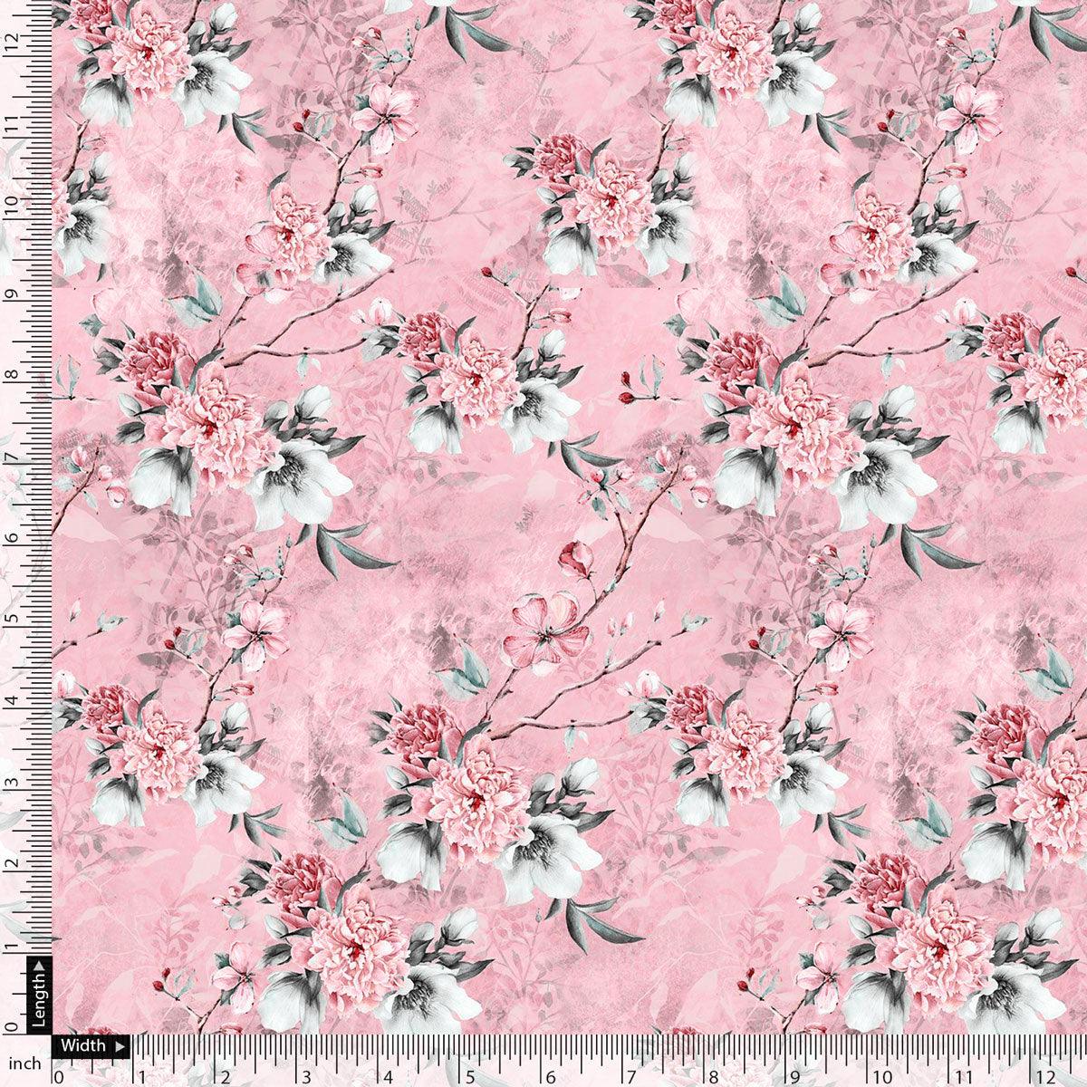 Pink Flower Weightless Printed Fabric - FAB VOGUE Studio®