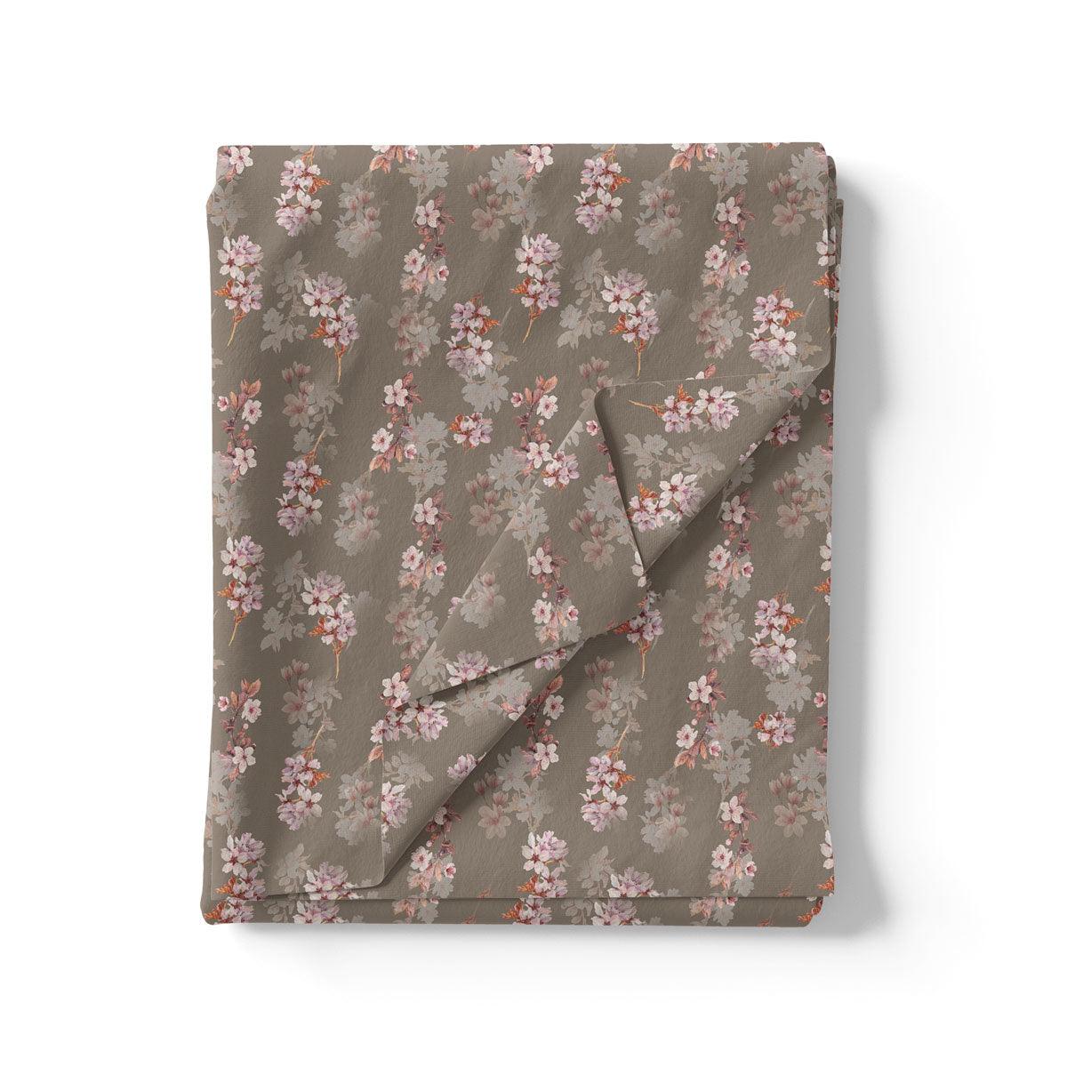 Brown Flower Weightless Printed Fabric - FAB VOGUE Studio®