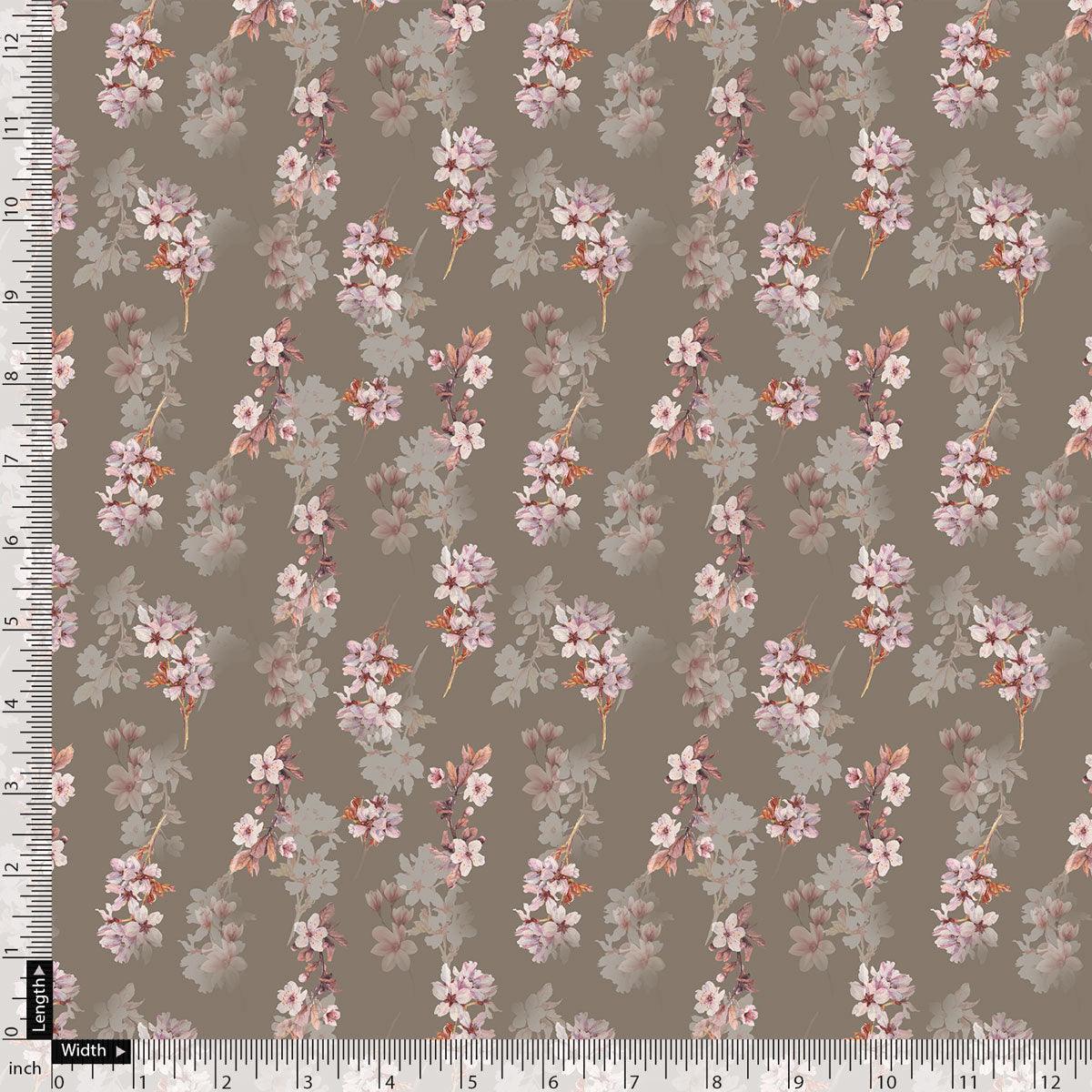 Brown Flower Weightless Printed Fabric - FAB VOGUE Studio®