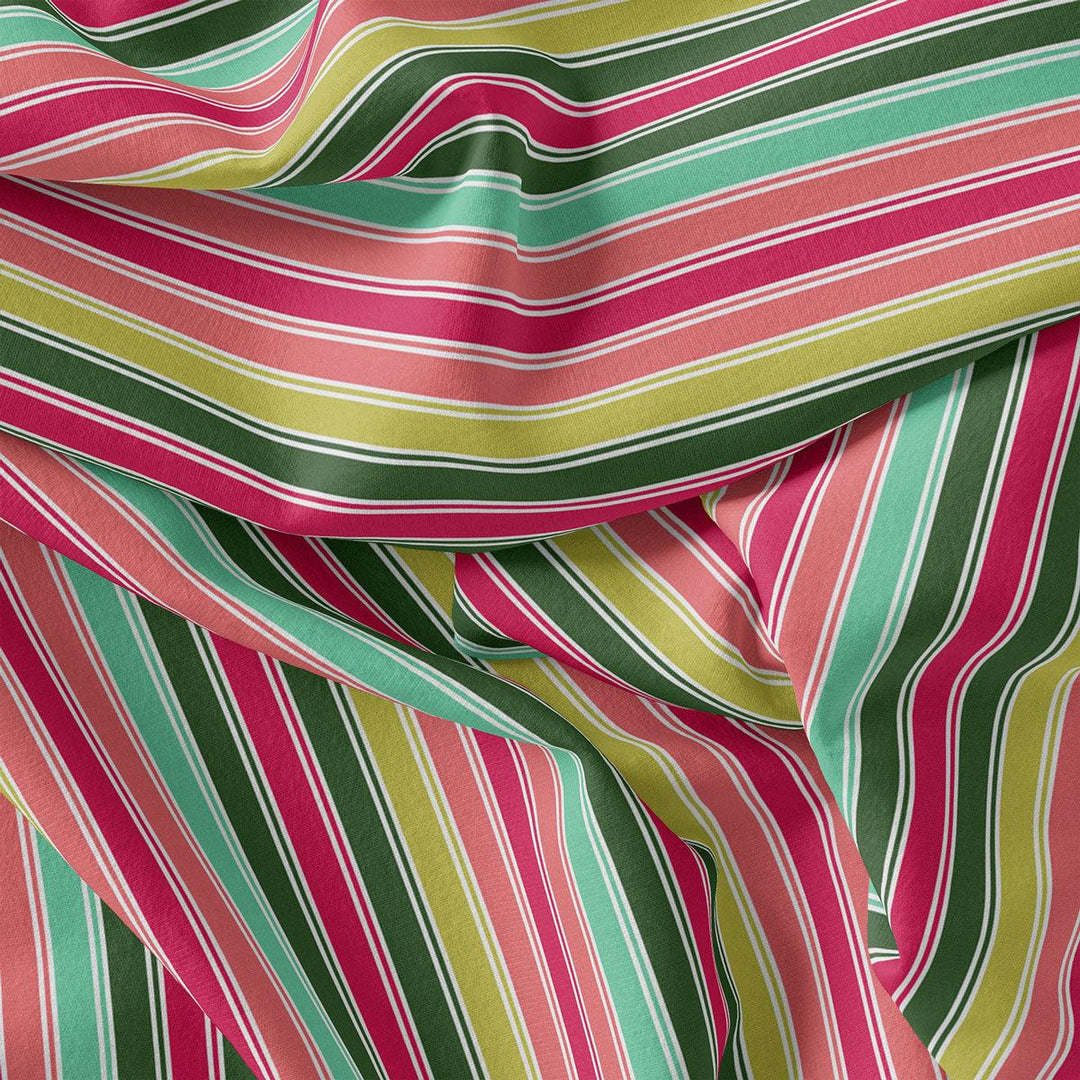 Multicolor Hailine Strips Weightless Printed Fabric - FAB VOGUE Studio®