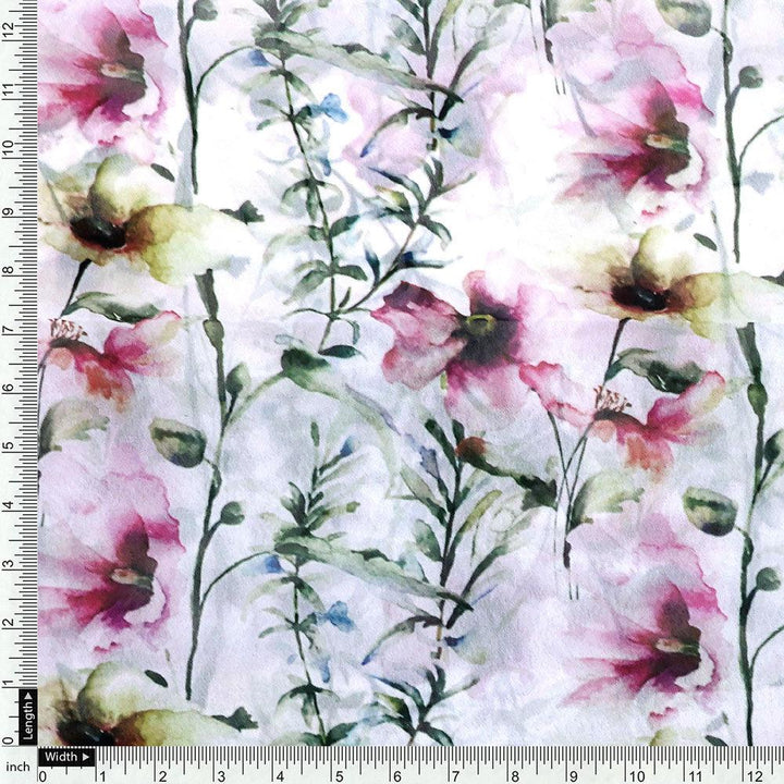 Big Flower Purple Orchid Digital Printed Fabric - Weightless - FAB VOGUE Studio®