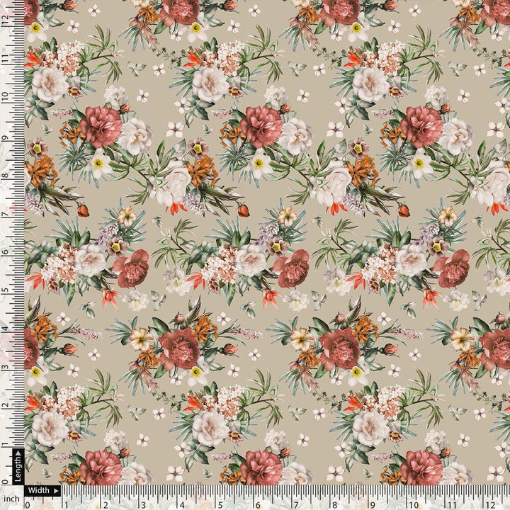 Morden Colour Flower Bunch Digital Printed Fabric - Weightless - FAB VOGUE Studio®