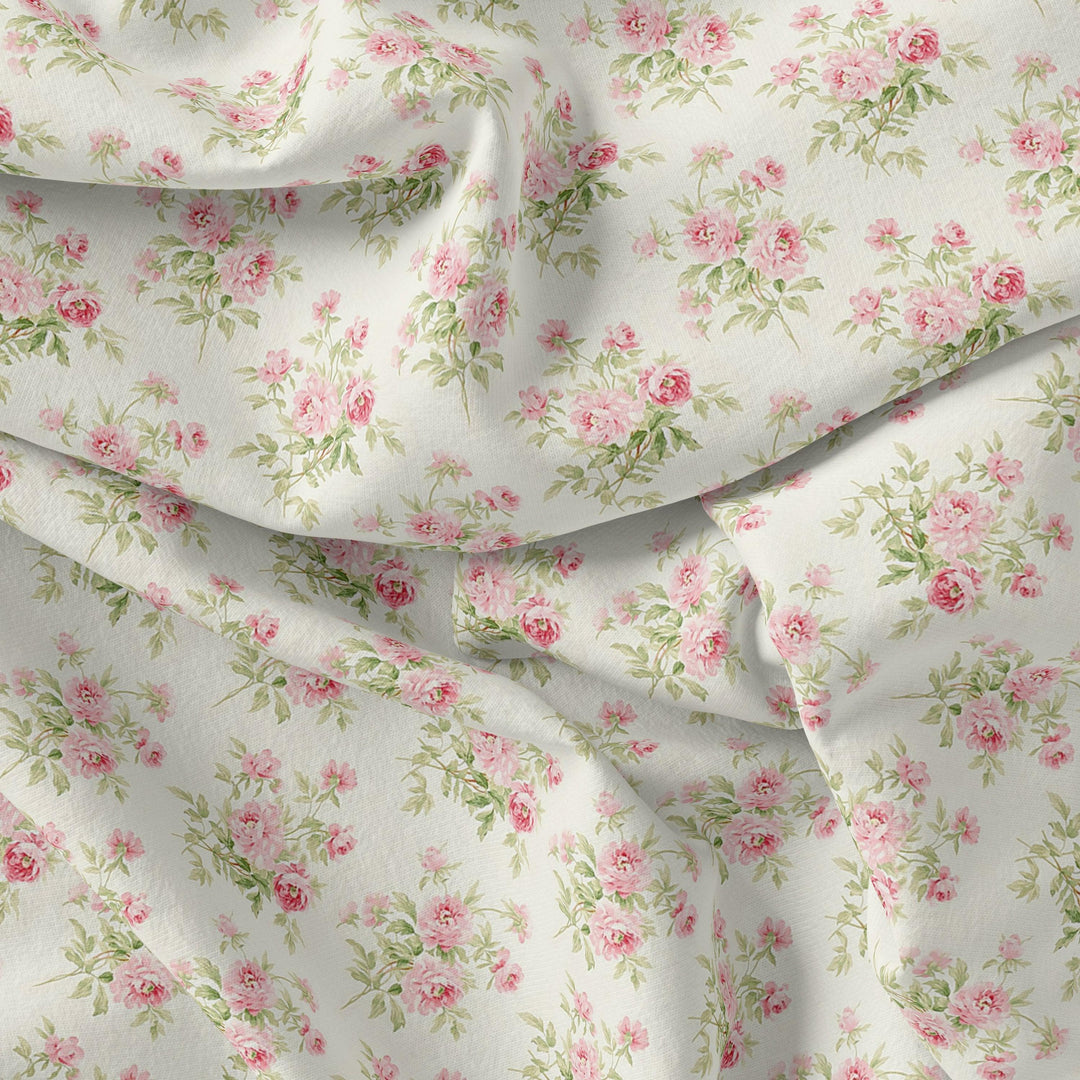 Attractive Summer Pink Roses Seamless Digital Printed Fabric - Weightless - FAB VOGUE Studio®