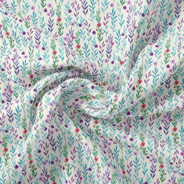 Tiny Multicolour Leaves With Tiny Flower Digital Printed Fabric - Weightless – we 0 ma017710 110 tiny multicolour leaves with tiny flower digital printed fabric weightless 1
