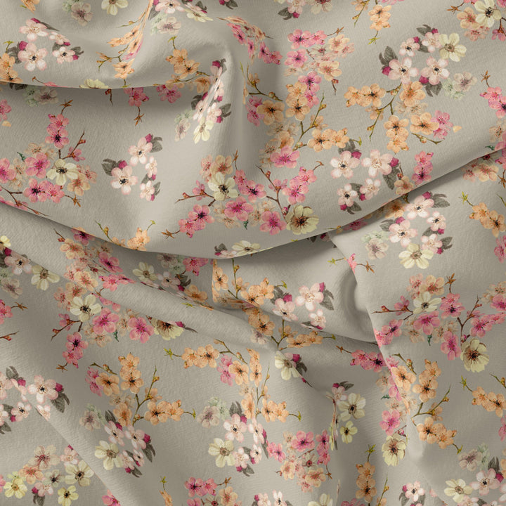 Beautiful Ditsy Gold Sand With Pot Pourri Colour Digital Printed Fabric - Weightless - FAB VOGUE Studio®