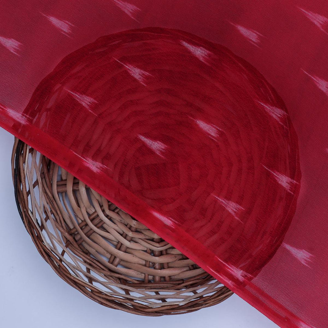 Red Polka Motif Digital Printed Fabric - Weightless - FAB VOGUE Studio®